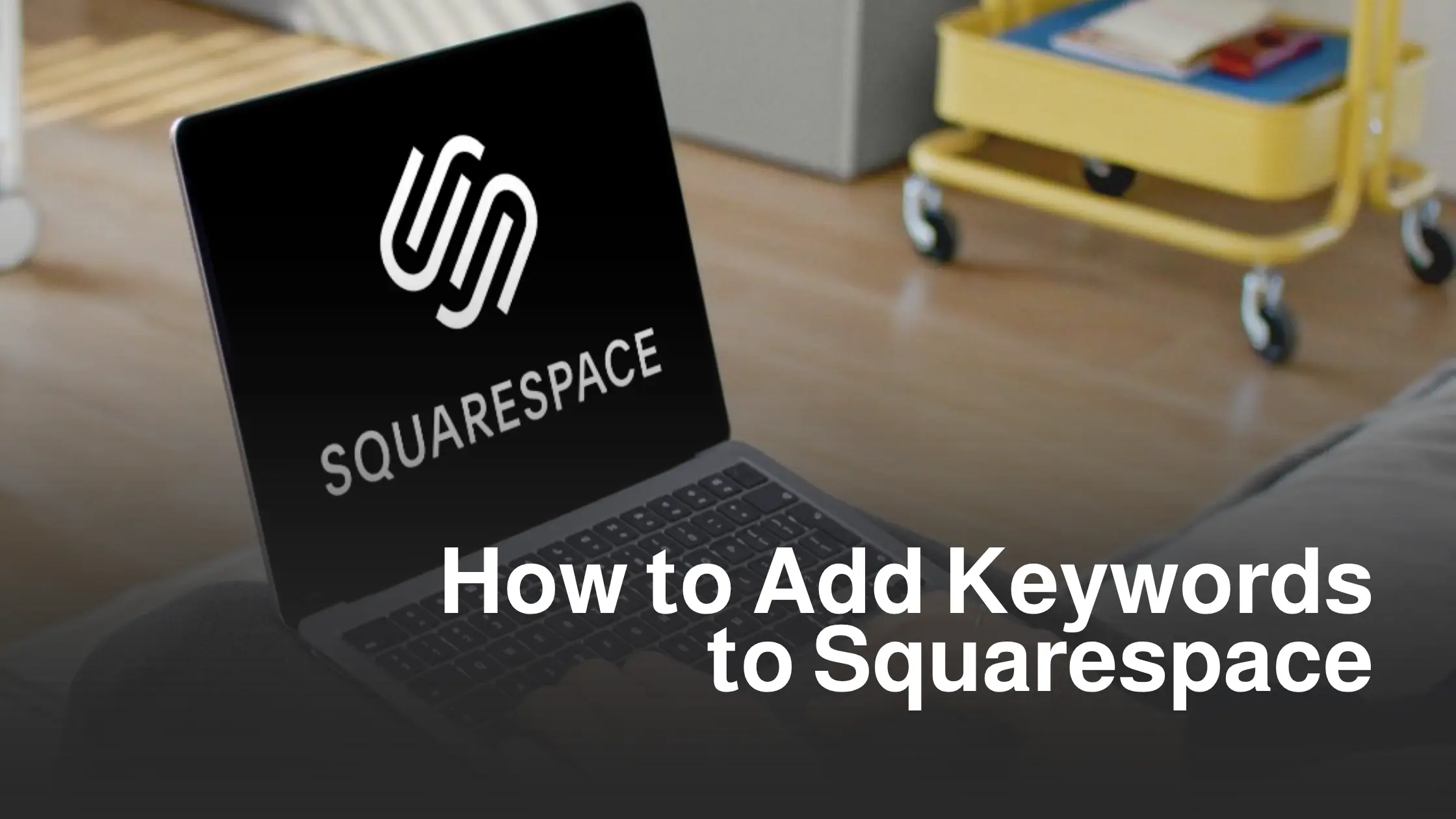 Desktop workspace showing Squarespace website editor with SEO settings