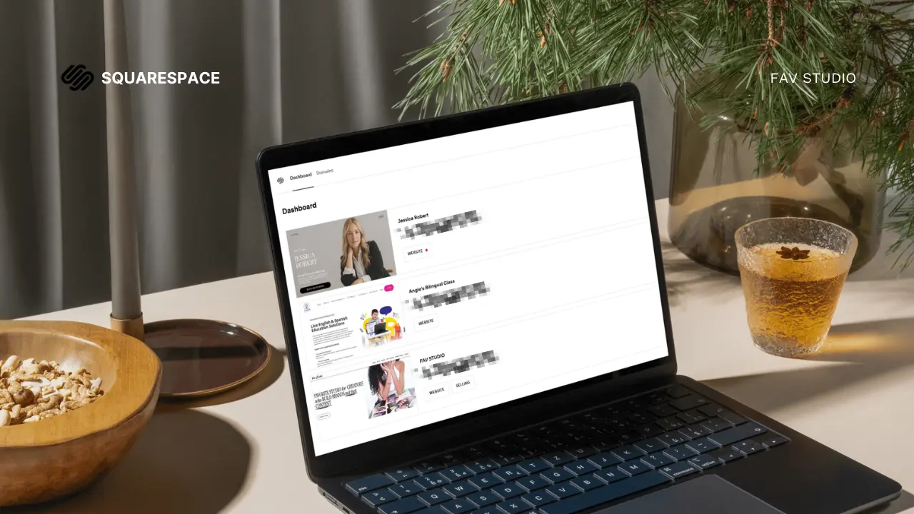 Clean desktop workspace showing Squarespace website editor with SEO settings