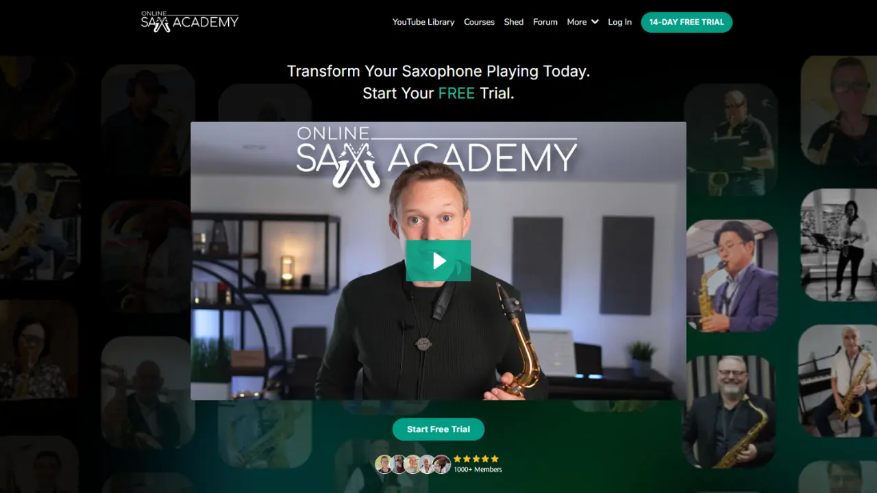Kajabi website inspiration for niche educators — Online Sax Academy custom site built by Fav Studio