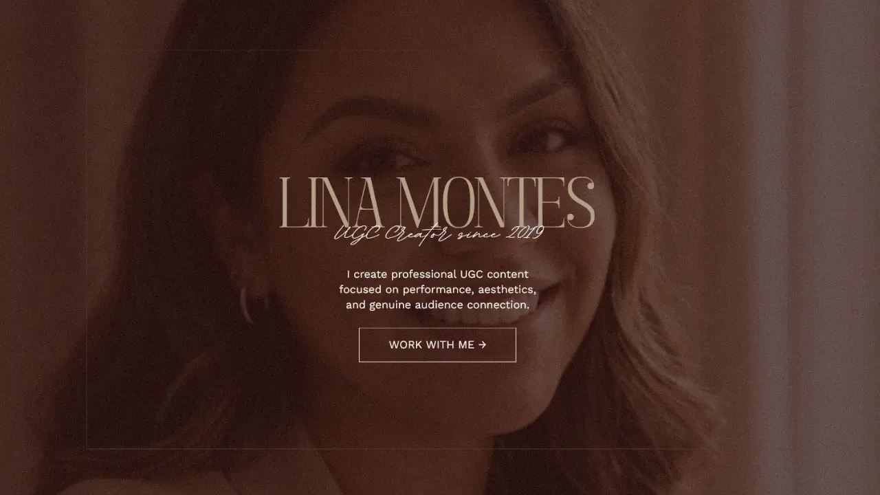 UGC portfolio example — Lina Canva template warm story-led design for UGC creators