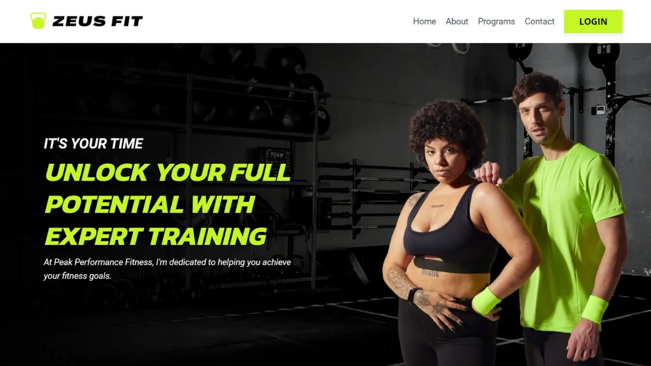 Zeus Kajabi website template for fitness coaches, gyms, and performance brands
