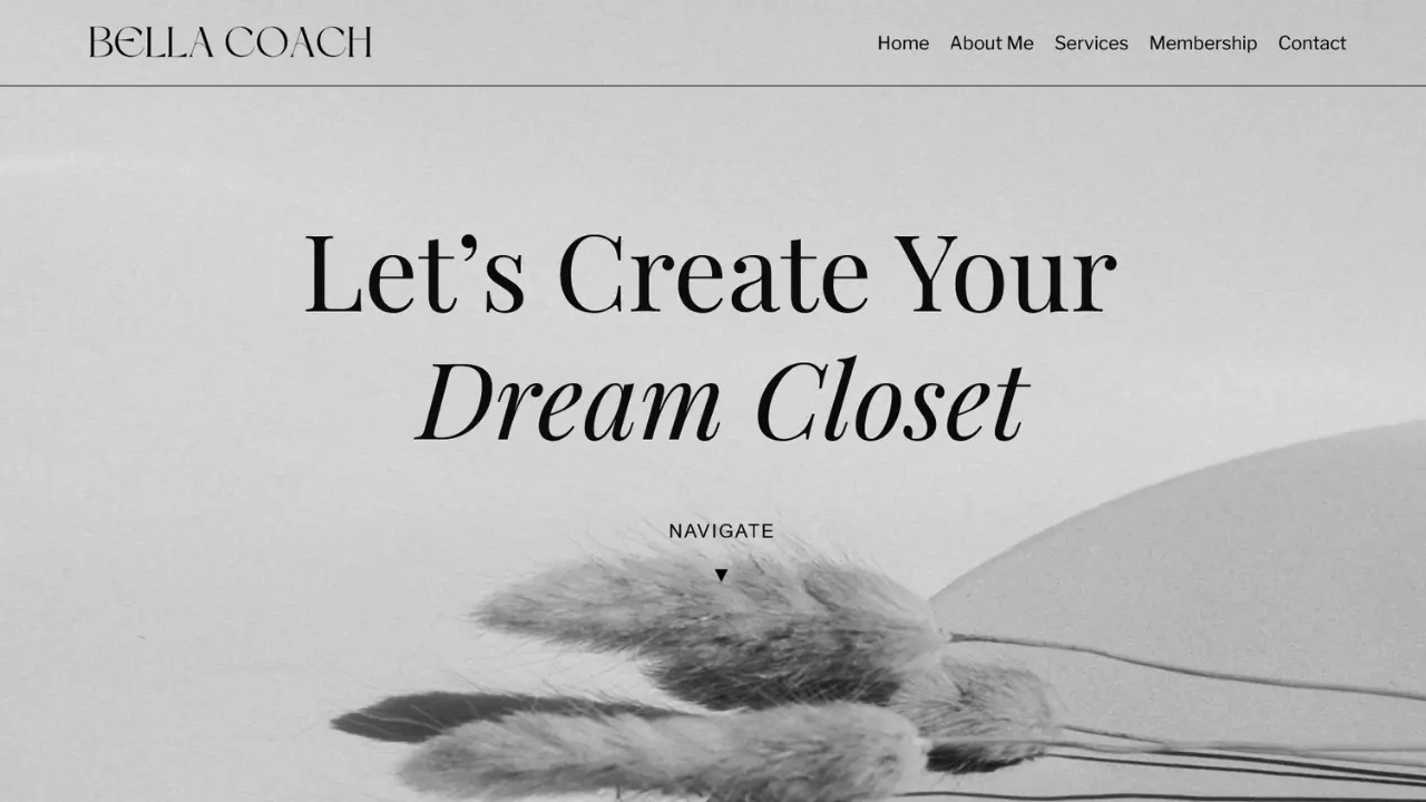 Bella minimalist Kajabi website template for stylists, consultants, and luxury service brands