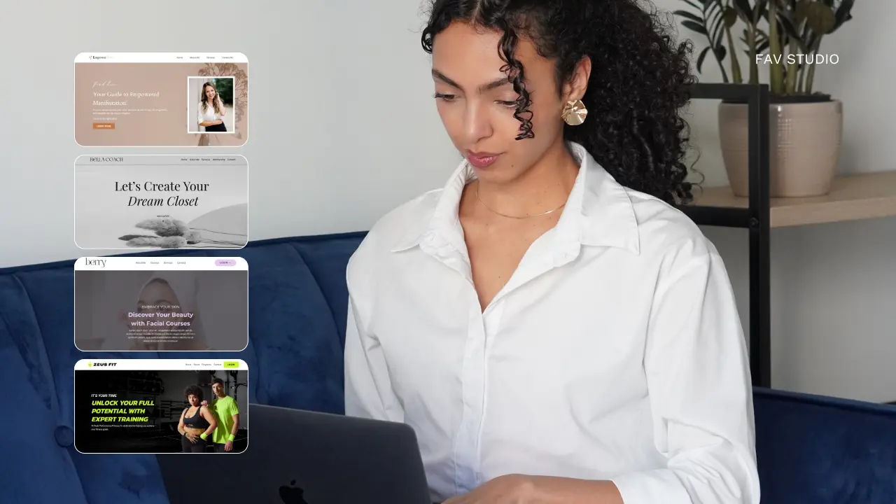 Creator customizing a premium Kajabi website template for their online business